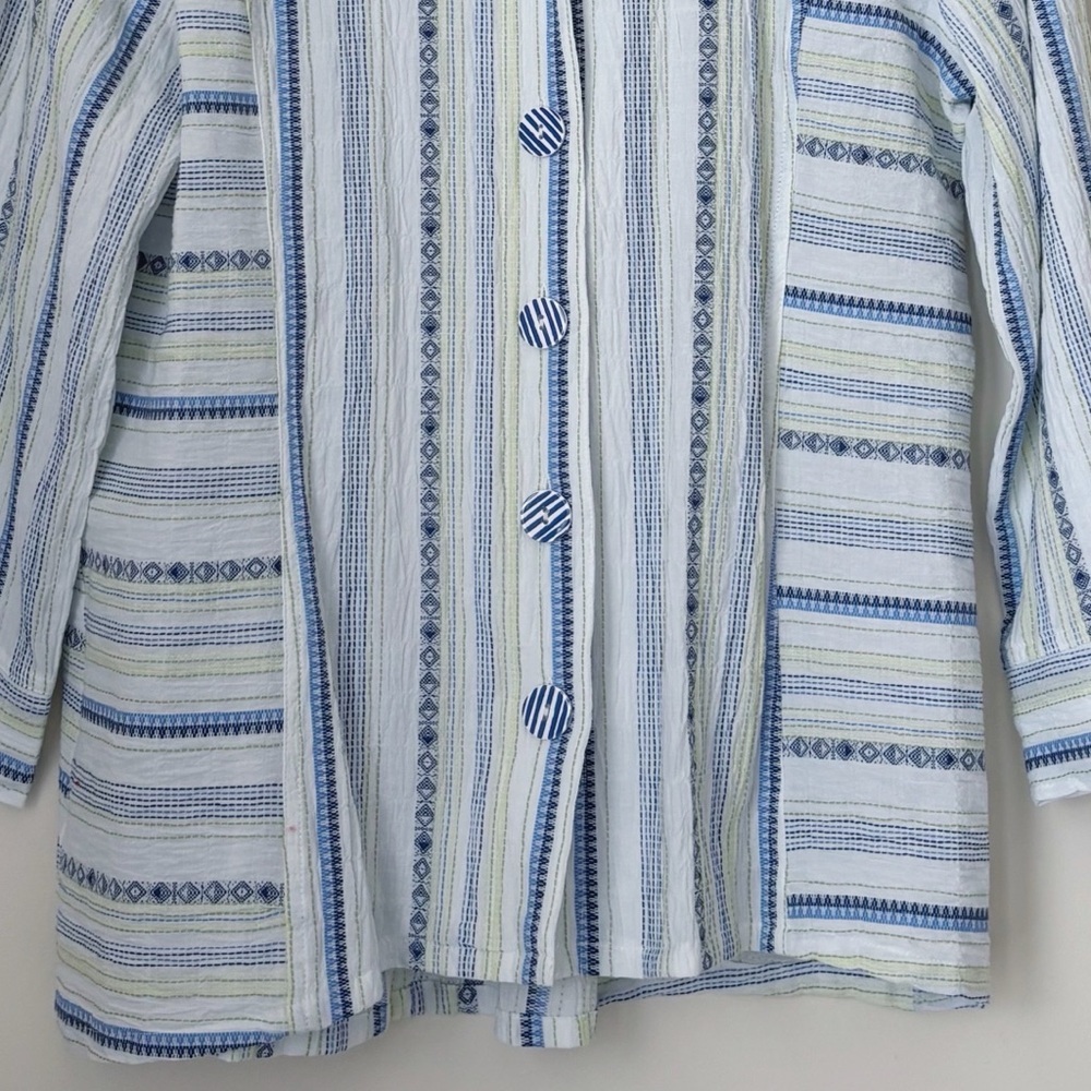 Habitat Coastal Textured Stripe Button Up Swing Tunic Top Medium - Picture 4 of 9